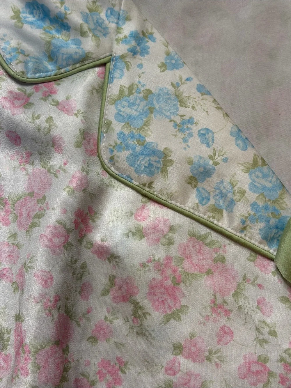 Arula Pink Floral Pajama Set Women’s Lounge Sleepwear Green Ribbon Tie Shorts